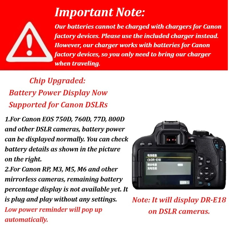 LP-E17 7.2V 1040mAh Rechargeab - Canon Camera Eos R50 评论和价格